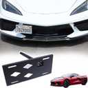 Car Front Bumper Tow Hook License Plate Holder Bracket for Chevrolet Corvette C8 2020-2025,No Drill Tow Front Bumper Tow Hole Hook License Plate Mount Adapter Relocation Kit Accessories