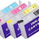 4Pcs Ink Cartridge Replacements, Black, Cyan, Magenta and Yellow 4 Colors, No Blocking and Ink Leakage, Refill Printing Boxes with Permanent Chip(T200XL1/T200XL2/T200XL3/T200XL4)