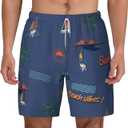 Men's Athletic Gym Workout Beach Shorts Lightweight Breathable Sports Running Short Pants with Pockets (L)