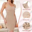 Shapewear Slips for Under Dresses, Full Slip Dress for Women Tummy Control Body Shaper Seamless Shaping Dress (Beige, L)