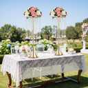 Metal Gold Flower Stands for Centerpieces - 21.88" Tall Wedding Decor Flower Vases, Elegant Floral Crystal Vases, 2pcs of Table Centerpiece Floral Stands for Wedding Party Event Home Decorations