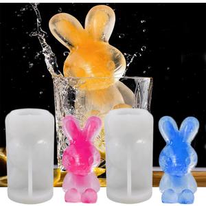 Rabbit Ice Cube Molds Trays 2 Pack, Fun Animal Shape Ice to DIY Lovely 3D Drink Whisky Coffee Juice Cocktail. Easter Bunny Silicone Candle Chocolate Epoxy Resin Mold Fun Gifts for Easter Party