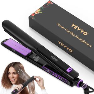 Steam Straighteners for Hair, Professional Salon Titanium Vapor Straightening Irons, High-end Salon Water Light Steam Flat Iron | 24 Hour Anti-frizz | Make Hair Smooth and Adds Shine, Black