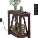 WLIVE Narrow End Table with Charging Station of Open Storage ShelfSofa Side Table with 2 USB Ports and 2 Power OutletsSlim Farmhouse End Table for Small SpacesBedroom, Living Room, Espresso