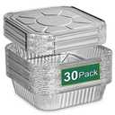 Alfolic 8x8 Aluminum Pans with Lids - 30 Pack Disposable Baking Square Aluminum Foil Pans with Covers - Tin Foil Pans for Air Fryer, Oven, Cooking