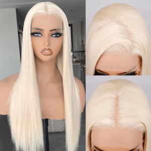 BLL Blonde Wig, Synthetic Lace Front Wigs Pre-Plucked 13x4 HD Glueless Straight 26inch Ready to Wear Pre-toned 613 Blonde Wigs Beginner Friendly Suitable For Daily Party Wear