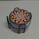 Coasters for Drinks,AODINI Set of 8 Absorbent Stone Coasters for Wooden Table, Mandala Ceramic with Cork Base, Gift for Housewarming Birthday and Family - Great Home and Dining Room Decor
