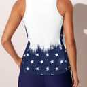 Summer Mae Blouson Tankini Swimsuits for Women 2026 Tummy Control Two Piece Bathing Suits with Sporty Pockets Swim Shorts Flag of Hearts, Size 12