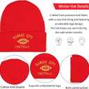 Classic Vintage Football Embroidery Beanie,Fasion Hat Cuffed Winter Comes,With Warm Gloves,Gifts for Men Women Fans (Red)