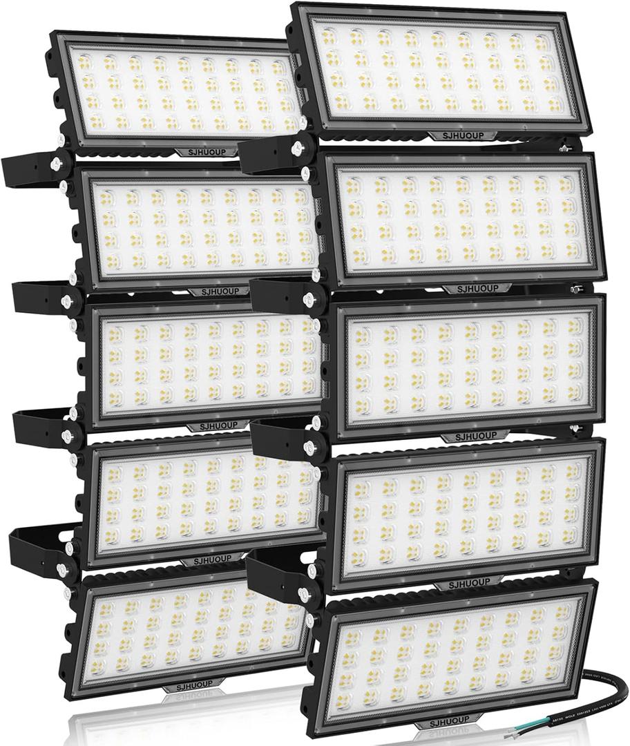 1000W Stadium Lights Outdoor LED Flood Light Outdoor 130000LM Super Bright 500W Stadium Flood Light 2Pack 100-277V 6500K Daylight IP67 Waterproof Adjustable Arena Lights for Court