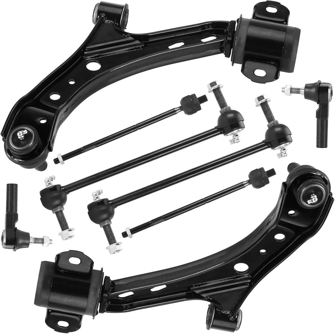 Front Lower Right & Left Control Arms w/Ball Joints Sway Bar End Links Tie Rod Ends Suspension Kit for 2005-2010 Ford Mustang (8PCs)