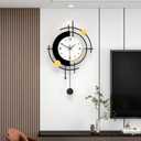 Large Wall Clock for Living Room Decor Black Modern Decorative Wall Clock with Pendulum for Bedroom Kitchen Office 14 Inch Big Silent Quality Quartz Clock Battery Operated Non Ticking
