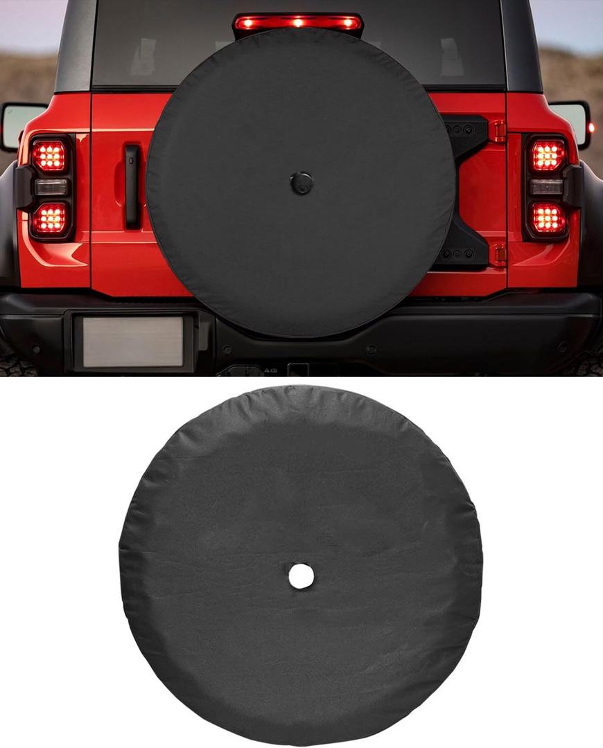 35 Inches Spare Tire Covers for Ford Bronco Badlands 2021-2025, Wildtrak, First Edition, Sasquatch, Everglades, Heritage Limited Edition, Wheel Tyre Protectors Accessories with Backup Camera Hole