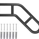 Wall Mount Hand Rails for Outdoor or Indoor Steps Stair Railing Metal Heavy Duty Non-Slip 1-3 Step Safe Bars U-Shape Safety Handle Powder Coated Grab Porch Courtyard Doorways Black 23in