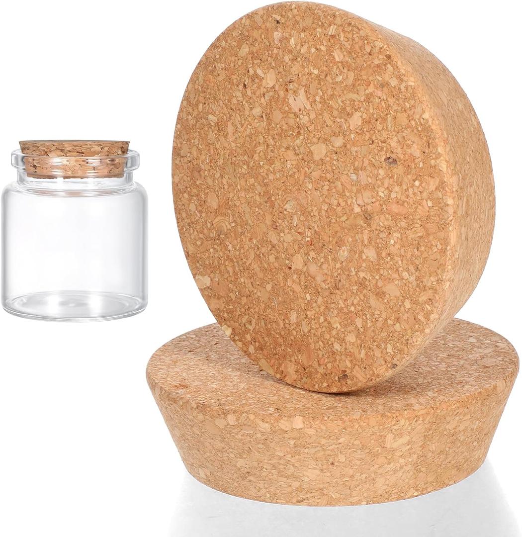 2Pcs Large Cork Bottle Stopper, 4.33 in Tapered Cork Plugs Corks Stoppers 3.5~4.3 Inch Corks Lids for Wine Bottle, Beer Glass, Carafes, Pottery Decorative Bottles and DIY Crafts, 3cm/1.18 Inch Thick