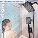 Black Shower Head and Handle Set All Metal, 8'' High Pressure Rain 2 in 1 Showerhead with Handheld Spray Combo with 78" Hose Stainless Steel, Adhesive Showerhead Holder, WOSAISIUS