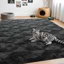 ISEAU 9x12 Area Rug for Living Room, Dark Grey Geometric Pattern Plush Rug for Bedroom, Kitchen, Soft Shaggy Carpets, Fluffy and Machine Washable Mats, Nursery Floors Mat, Boys Room Carpet Decor