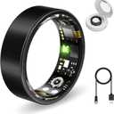 Smart Health Rings for Women Men, Fitness Tracker with Heart Rate, Blood Oxygen, HRV, Sleep Tracker, Step Tracker, No Subscription Fee, IP68 Waterproof Smart Ring for iphone & Android(Black, 12)