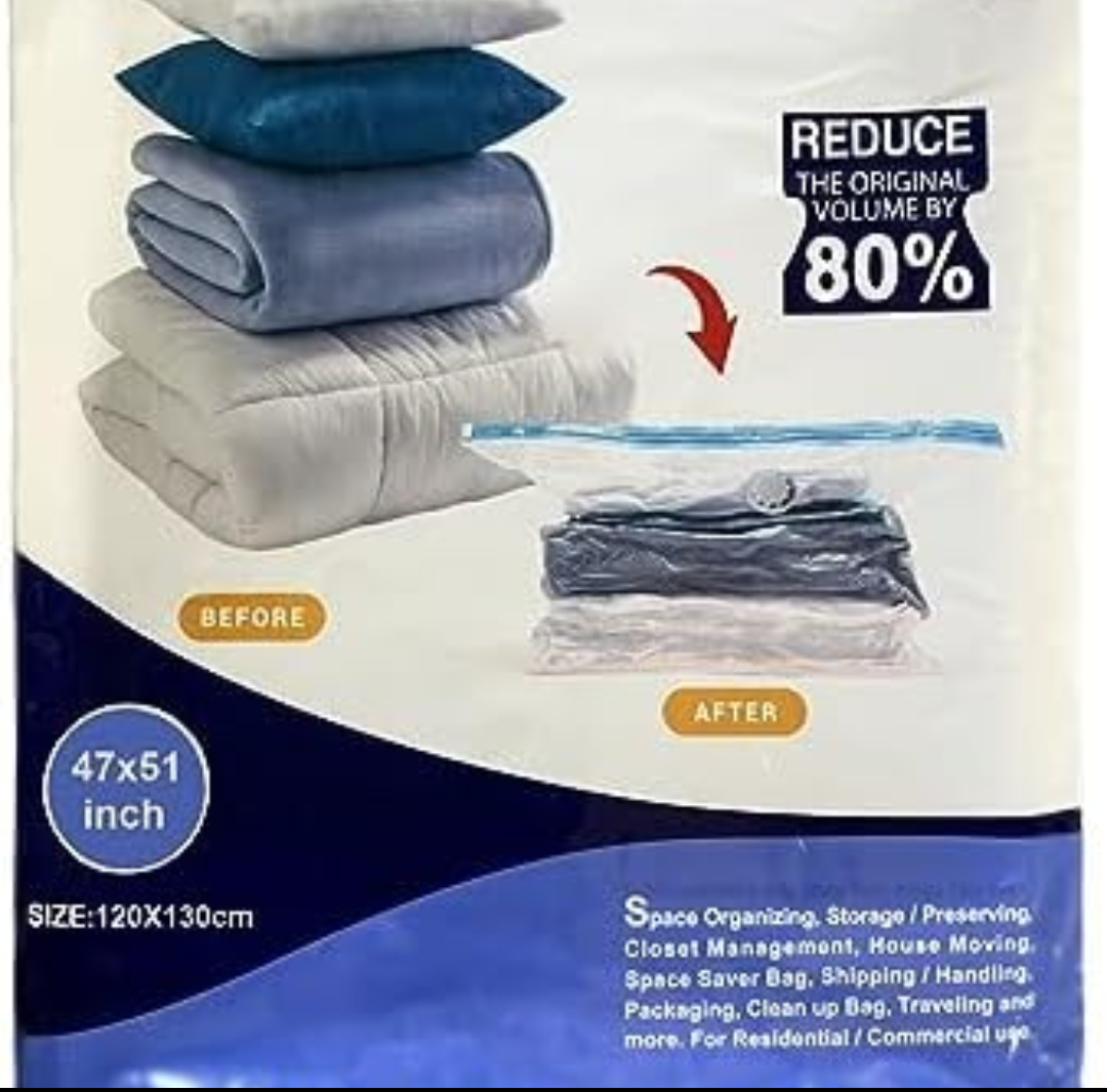 QQbed 4 Pcs Super Jumbo Size 51"X47" Vacuum Storage Bags for Storage Organization