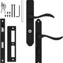 Ideal Security MCMB Curved Mortise Lock Set, Exclusive Replacement for AluminArt Storm Doors and Screen Doors, Adjustable 3/4" Backset, Matte Black