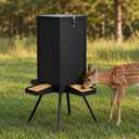 80lbs Automatic Gravity Deer Feeder, Weatherproof Hunting Game Feeders | Heavy Duty Metal Gravity Feeder, with 4 Feeding Trays & 4-Leg Stand, Automatic Corn Dispenser for Deer and Wildlife