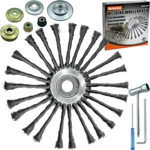 NeJesZoe 10 Inch Steel Wire Weed Wheel Brush Weed Trimmer Blade Head, Wire Rotary Brush Cutter Trimmer Head for Weed Eater, Weed Wrackers, Compatible with Husqvarna, Sthil, Moss Grass Rust Removal