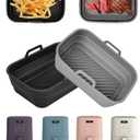 Air Fryer Silicone Liners Collapsible 2-Pack for bella 4Qt(3.3lb) Slim Air Fryer, Reusable Airfryer Silicone Pot Baking Basket Insert Accessories, Non Stick, Easy Cleaning, Gray+Black