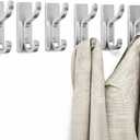 3 x pickpiff Adhesive Wall Coat Hooks - Heavy Duty Stick-On Door Hanger, Metal Hook for Hanging Towel,Purse, Robe, Backpack, Jacket, Clothes - for Bathroom,Dorm, Closet, Kitchen - Silver, 6 Pack
