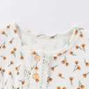 Baby Girl Bodysuit and Headband Outfit Cotton Ruffle Sleeveless Baby Clothes (12-18 Months, Beige Flowers)