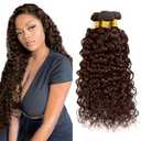 Dark Brown Bundles Color #4 Water Wave Bundles Human Hair 8A Peruvian Virgin 22 24 26 Inch Chocolate Brown Wet and Wavy Bundle Hair Extensions No Tangle 150g
