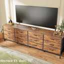 Huuger 70 Inch Dresser for Bedroom, TV Stand for 65, 75, 80 Inch TV, 12 Fabric Drawer Long Dresser, Large Entertainment Center for Bedroom, Wide Chest of Drawer with Storage, Rustic Brown