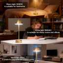 Cordless Table Lamp, Rechargeable Battery Operated Mushroom Lamp, 2-in-1 Adjustable Height, 3 Color Stepless Dimming, Brushed Metal LED Desk Lamp for Restaurant, Bedroom, Patio, Gold