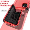 Compatible with iPhone 16 Pro Max Phone Case with Tempered Glass Screen Protector - 3 in 1 Shockproof Shock-Resistant Drop Protection Non-Slip Protective Case for iPhone 16 Pro Max 6.9" (RedBlack)
