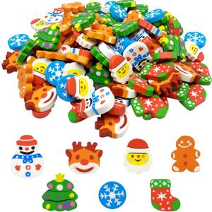ZAKVOOR 100 Pack Large Christmas-Themed Erasers for Holiday Crafts, Stocking Stuffers, Gift Filling, Rewards