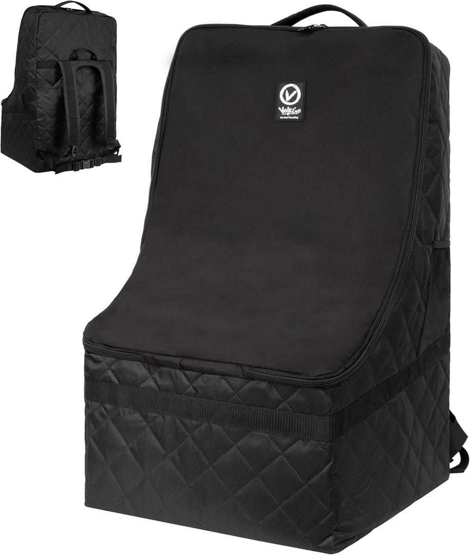 V VOLKGO Extra Padded Car Seat Travel Bag for Airplane, Heavy Duty Car Seat Bags for Air Travel Large Durable Carseat Carrier Bag, Airport Gate Check Bag with Padded Shoulder Strap
