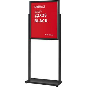 DISPLAYSWORKER Aluminum Alloy Floor Sign Stand, 22x28 Inch Heavy Duty Double-Sided Poster Stand with Reinforced Structure and Steel Base for Business Display (1, Black, 22×28)
