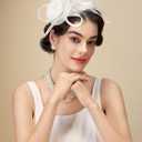 SWEETV Tulle Fascinators for Women, Tea Party Hats for Kentucky Fascinators Derby, Cocktail, Wedding, Fancy Dress Party (White)