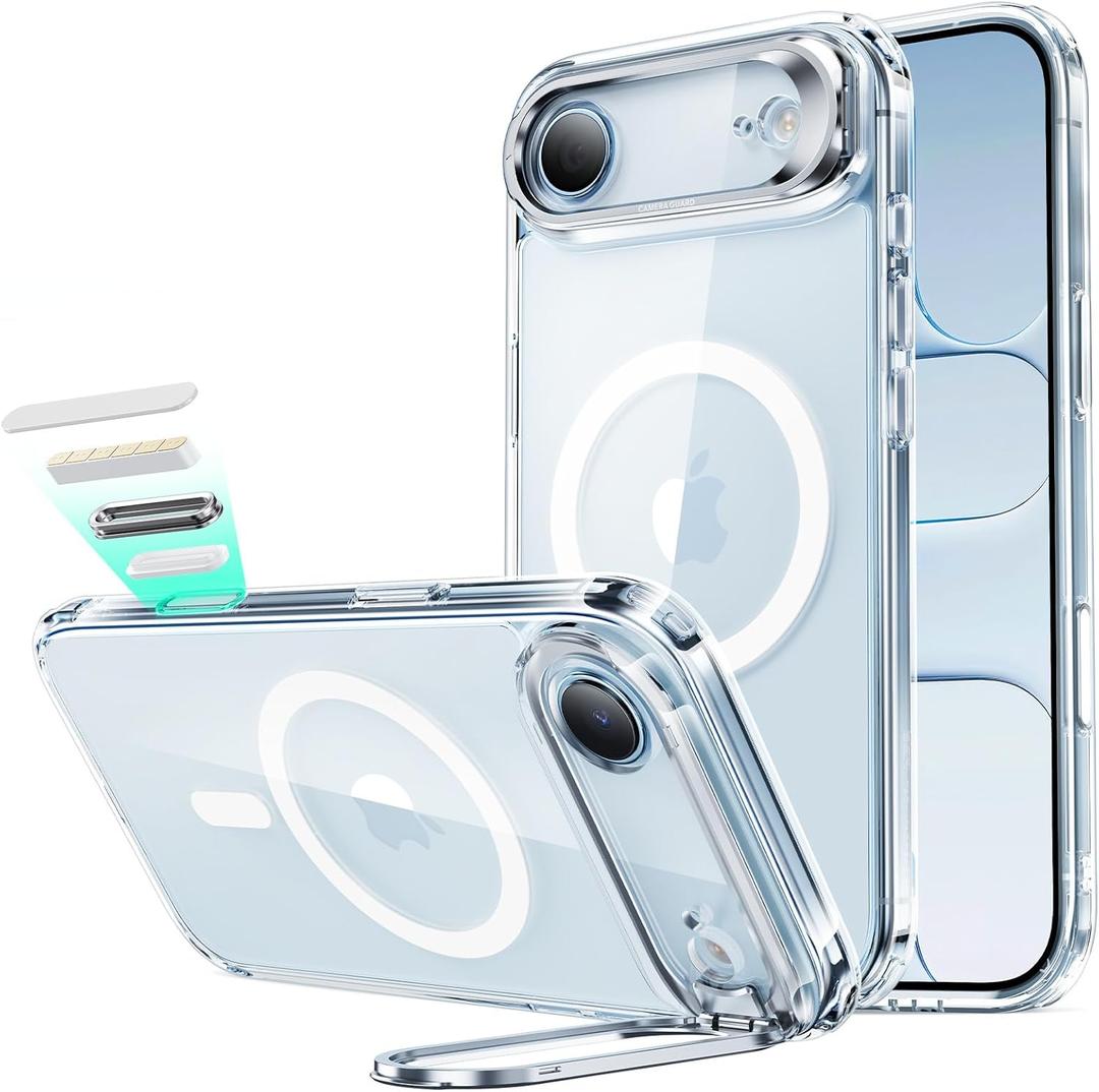 ESR for iPhone Air Case with Stash Stand, Camera Control Cover Compatible with MagSafe, Military-Grade Drop Protection Magnetic Phone Case for iPhone 17 Air, Scratch-Resistant Back Cover,Clear