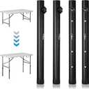 SHENLIU 4-Pack Table Leg Extenders for Folding Tables, 4 Levels of Height Adjustable Heavy Duty Steel Folding Table Leg Risers Improves Back Pain Metal Extenders for Bent/Straight Legs
