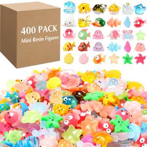 Barydat 400 Pcs Mini Resin Decor Figures Bulk for Pranks Tiny Hide Crafts Luminou Glow in The Dark Starfish Sea Micro Landscape Aquarium Miniature Stuff for Garden Party Favor Gift Decoration