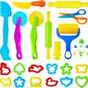 28Pcs Dough and Clay Play Tools Kit for Kids, Modeling Clay Accessories with Animal Cutters, Rolling Pins, Safety Scissors, Dough Extruder & Rollers