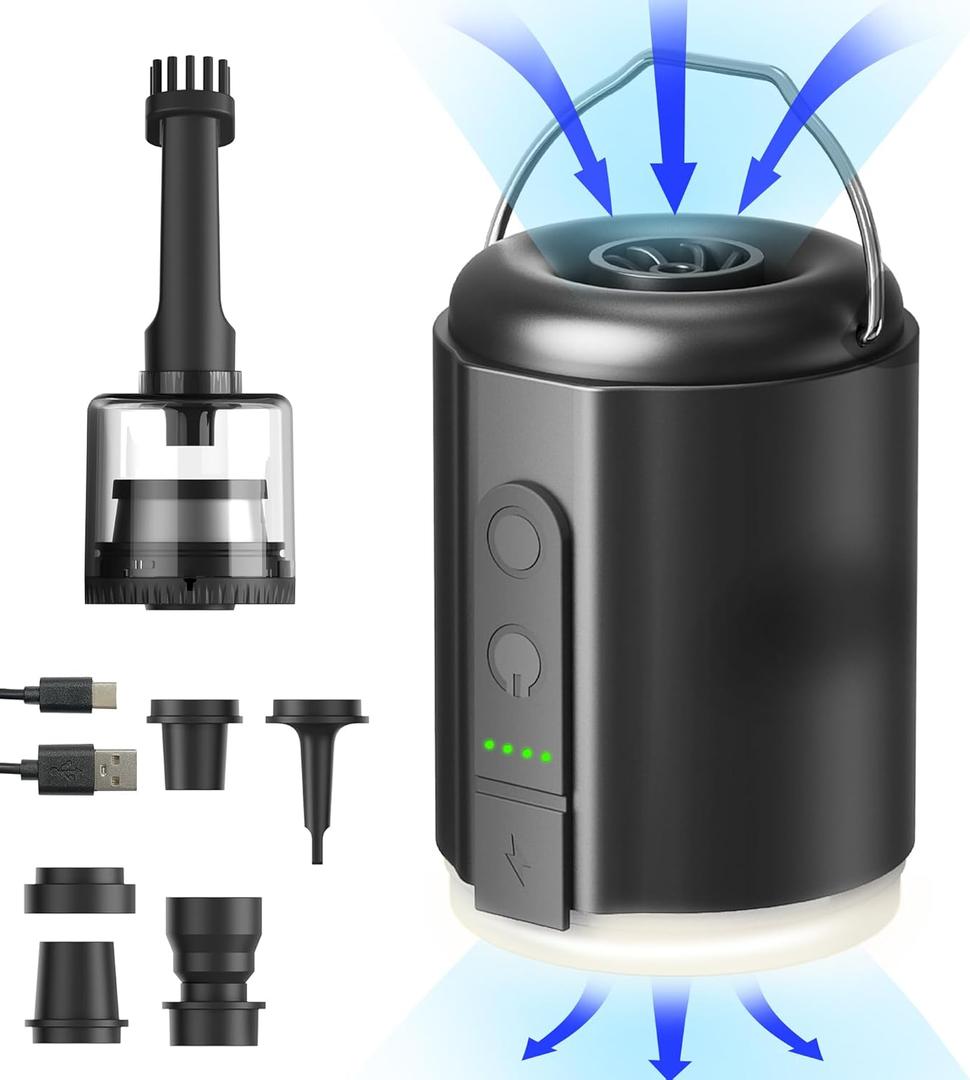 Origem Portable Air Pump, 5.2KPa Mini Electric, Rechargeable Battery with Camping Light, Quick Inflate/Deflate for Pool Floats, Boats, Sleeping Pads, Inflatable Toys