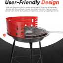 GasOne Charcoal Grill – Barbecue Grill with 4 Levels for Flame Control – Dual Venting System – Portable for Backyard, Camping, Boat, Red
