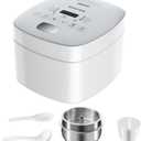 Novaspark Low Carb Rice Cooker Stainless Steel Inner Pot, Mini Stainless Steel Rice Cooker Small 5 Cup, LED Display Low Sugar Rice Maker, 24H Timer and Auto Keep Warm, White Rice/Porridge/Oatmeal, White