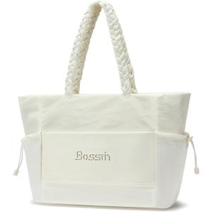BOSSTIN Tote Bag for Women, Large Tote Bag with Zipper, Lightweight Shoulder Handbag with Compartments for Work Travel