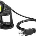 LemonBest LED Landscape Up Down Light 5W White LED Decorative Spotlight Lamp 110V with Plug for Indoor Outdoor Yard Step Wall Lighting (Cool White) (Include Spike) (1 Pack-Standard)