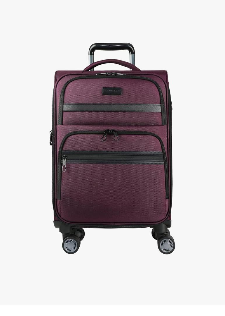 KROSER Softside Expandable Carry On Luggage with Spinner Wheels & Built-in TSA Lock, Durable Suitcase Rolling Luggage with USB Port, Carry-On 20-Inch, Burgundy