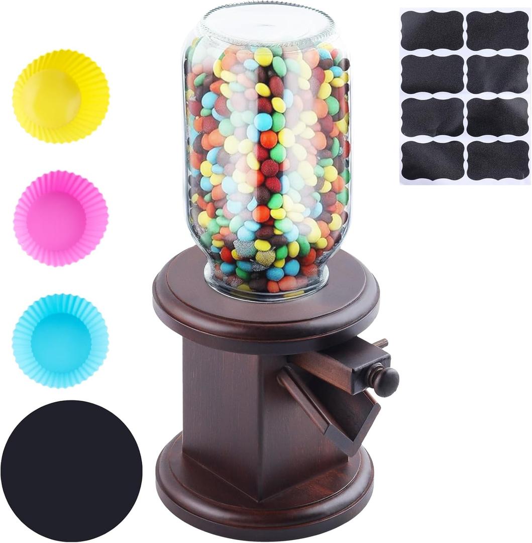 Wooden Candy Dispenser, Cereal Dispenser Countertop, Candy Containers & Storage, Versatile Snack Storage Machine, Suitable for Candy Bean, Cereal, M&M's, Peanuts