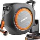 Ruvup Garden Hose Reel 1/2"x150ft Retractable Water Hose With Metal Bracket | Automatic Rewind, Slow Auto Retraction, Wall Mounted, UV Resistant, Heavy Duty, Any Length Lock, 10 Spray Nozzle, 180° Swivel