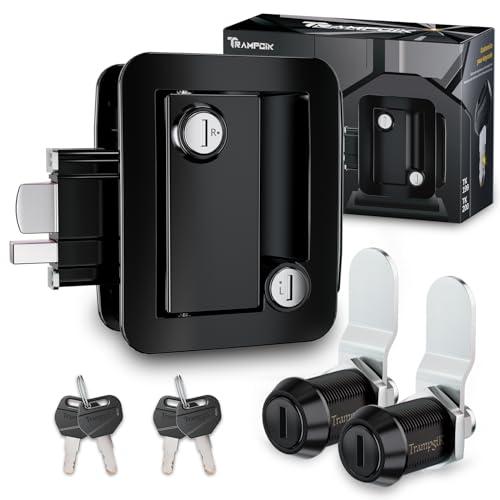 TrampgiK RV Door Lock,1 Camper Door Lock with Storage Locks Combo, for Trailer Entrance Front Door,+ 2pcs Storage Locks, 7/8Inch Size, Black,All Keyed Alike